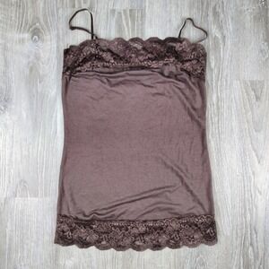 V1 Couture Brown Lace Trim Cami Tank Top Women's Layering Camisole Y2K No size